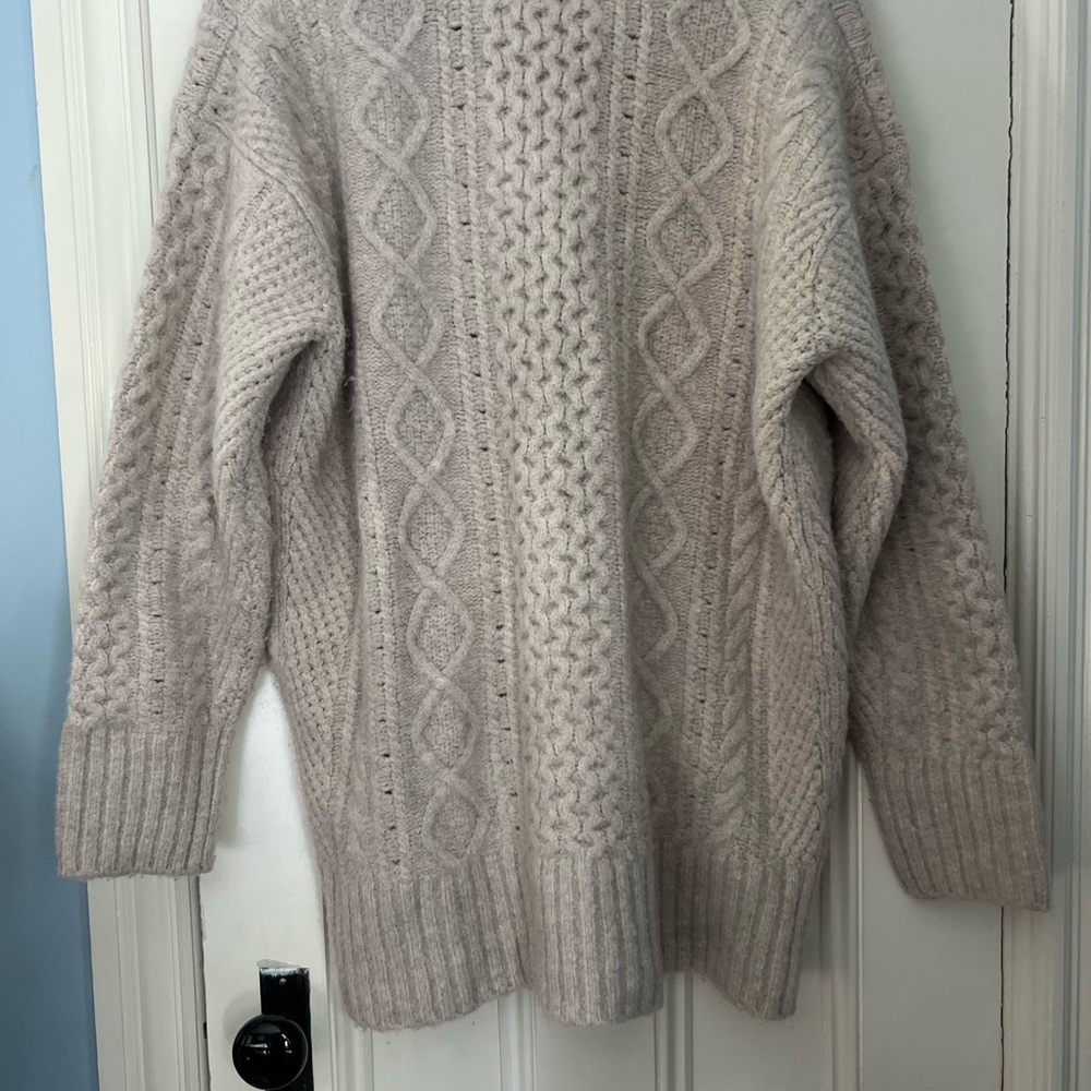 J. Crew Beige Wool Chunky Cable Knit Cardigan - Picture 5 of 9